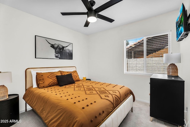 1320 E Scott Ave, Gilbert, AZ 85234 - bedroom with light colored carpet, baseboards, and a ceiling fan