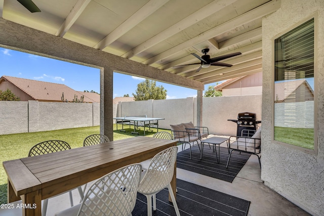 1320 E Scott Ave, Gilbert, AZ 85234 - view of patio / terrace featuring outdoor dining area, ceiling fan, and a grill