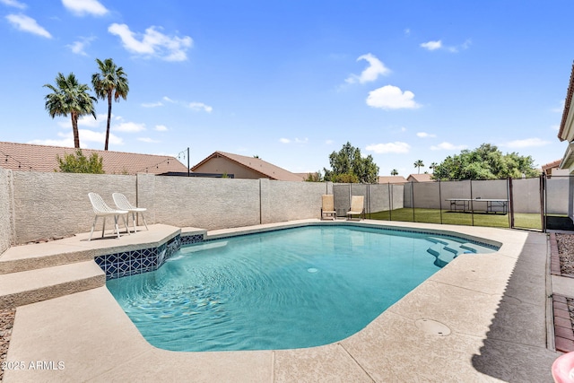 1320 E Scott Ave, Gilbert, AZ 85234 - view of swimming pool featuring a fenced backyard and a patio area