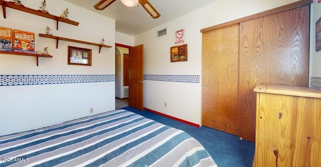 unfurnished bedroom featuring visible vents, baseboards, and carpet