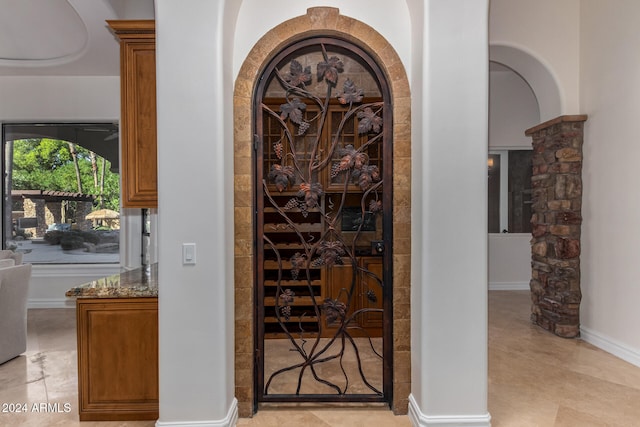 view of wine cellar