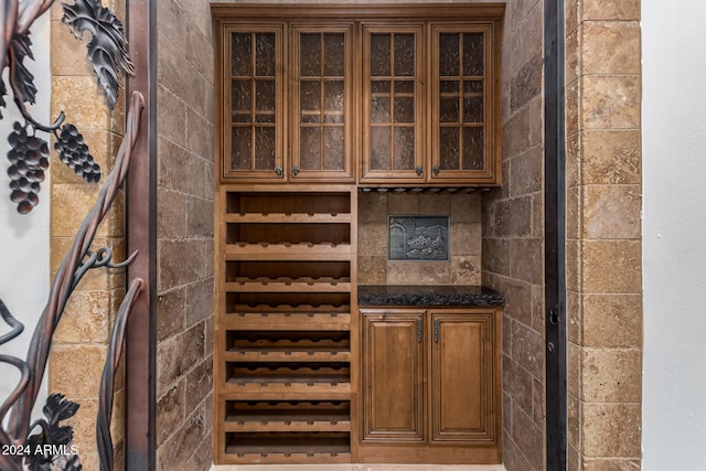 view of wine cellar