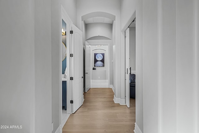 hall featuring light hardwood / wood-style flooring