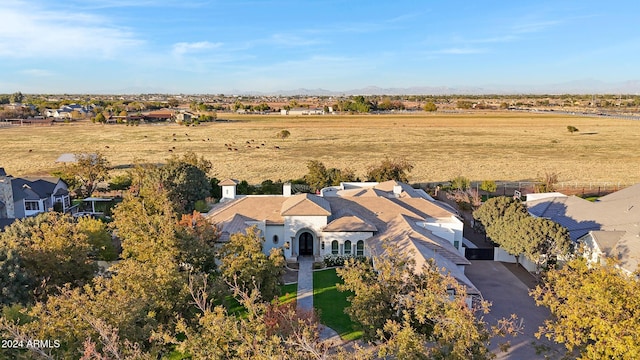 drone / aerial view featuring a rural view