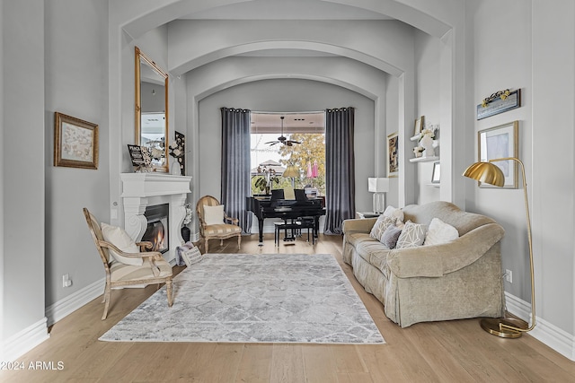 living area with wood-type flooring