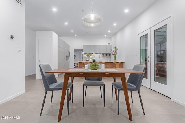 dining space with french doors