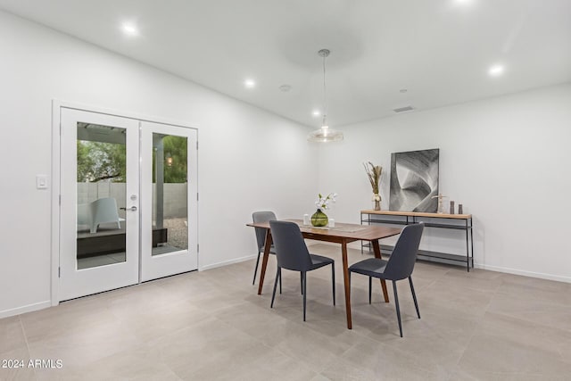 dining space with french doors