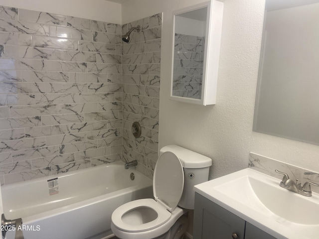 1452 E Emerald Ave, Mesa, AZ 85204 - full bathroom with toilet, washtub / shower combination, vanity, and a textured wall