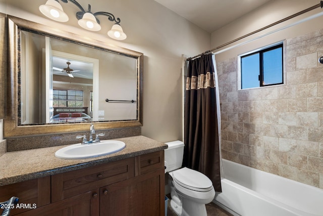 full bathroom featuring vanity, toilet, and shower / bath combo