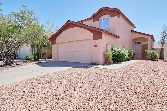 view of property featuring a garage