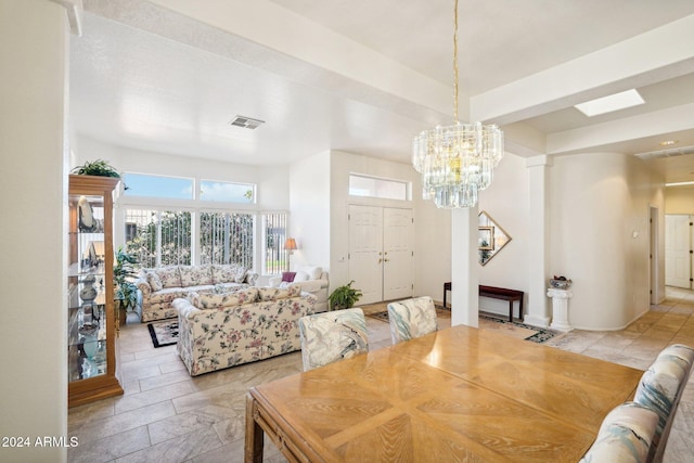 dining room with visible vents