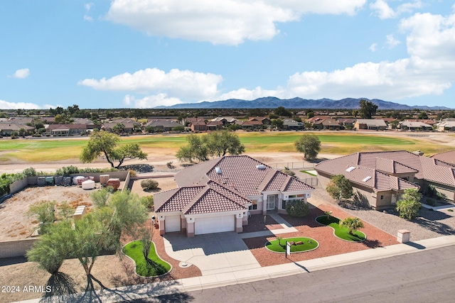 aerial view with a residential view and a mountain view