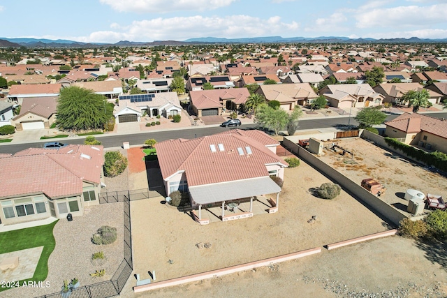 aerial view featuring a residential view and a mountain view