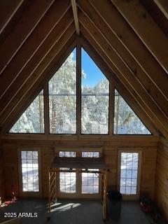 unfinished attic featuring a healthy amount of sunlight