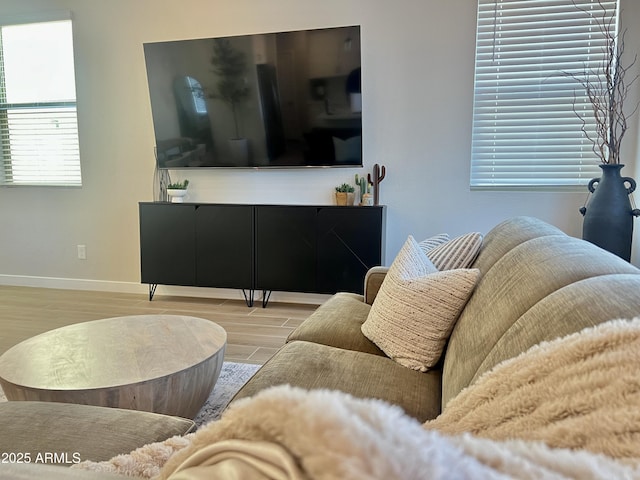 living room featuring light hardwood / wood-style floors