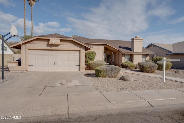 single story home with a garage