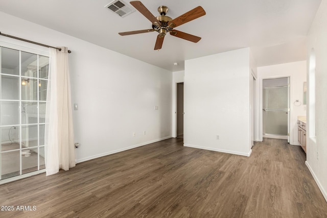 860 N Mcqueen Rd Unit 1157, Chandler, AZ 85225 - unfurnished bedroom featuring wood finished floors, access to outside, baseboards, and ceiling fan