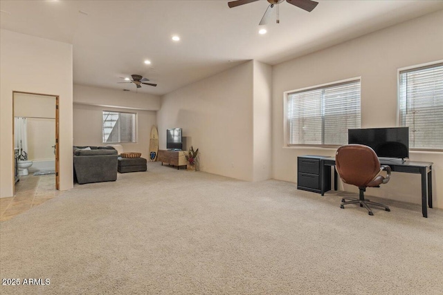 9435 E Hobart Cir, Mesa, AZ 85207 - carpeted office space with ceiling fan and recessed lighting