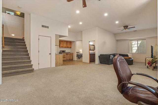 9435 E Hobart Cir, Mesa, AZ 85207 - office with ceiling fan, light carpet, and recessed lighting