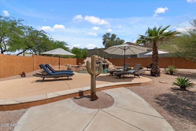 9435 E Hobart Cir, Mesa, AZ 85207 - fenced backyard with a patio area and a pool