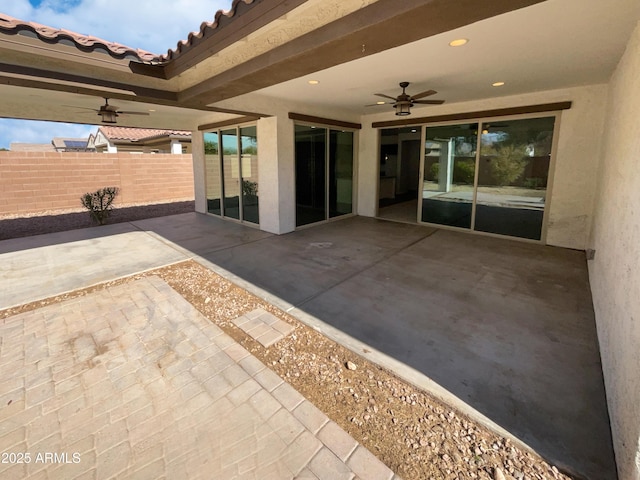 view of patio / terrace with ceiling fan