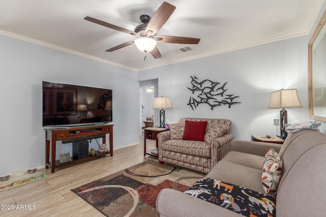 1925 W 12th Ave, Apache Junction, AZ 85120 - living room featuring ceiling fan, ornamental molding, and wood finish floors