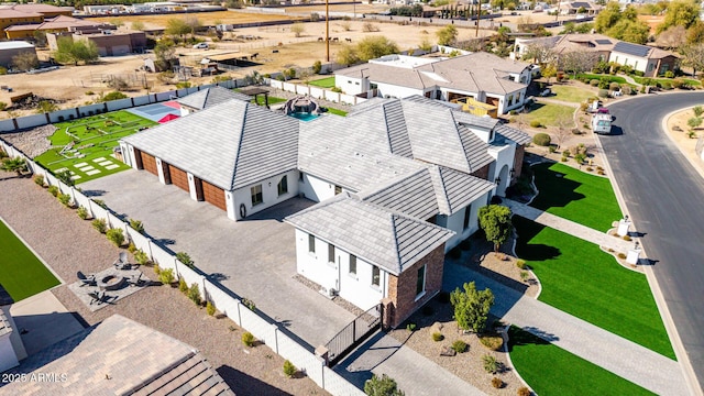 aerial view with a residential view