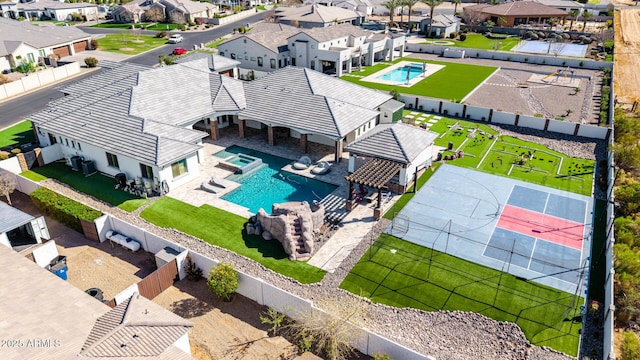 aerial view with a residential view