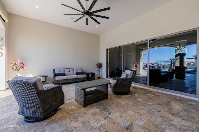 view of patio / terrace with an outdoor hangout area and ceiling fan