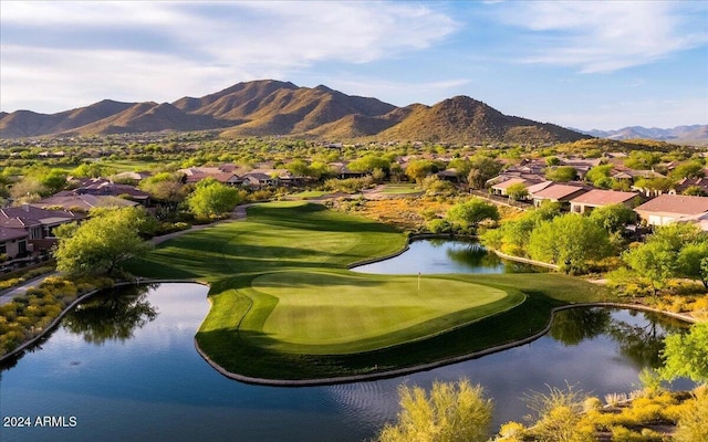 view of property's community featuring a water and mountain view