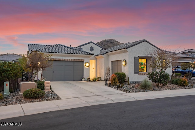 view of front of home with a garage