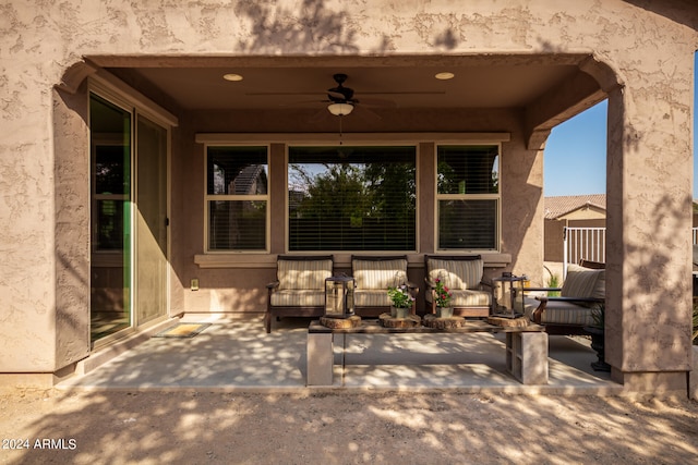 view of patio with ceiling fan