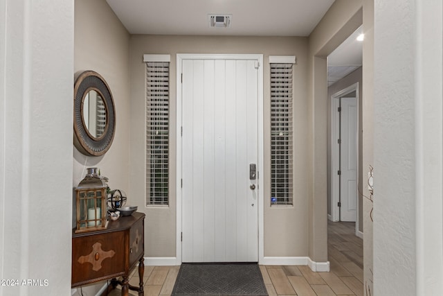 entrance foyer featuring light wood-type flooring