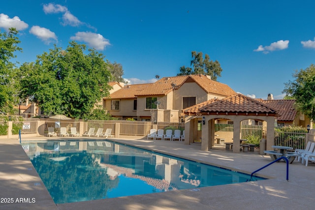 4901 E Kelton Ln Unit 1052, Scottsdale, AZ 85254 - community pool with a gazebo, a patio, and fence