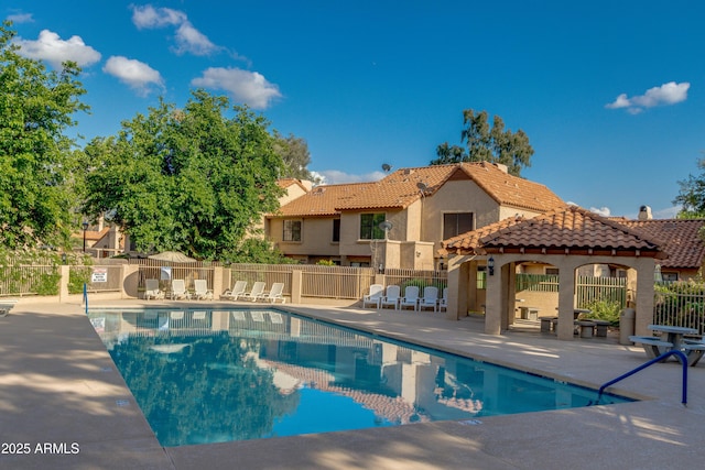 4901 E Kelton Ln Unit 1052, Scottsdale, AZ 85254 - community pool with a gazebo, a patio area, and fence