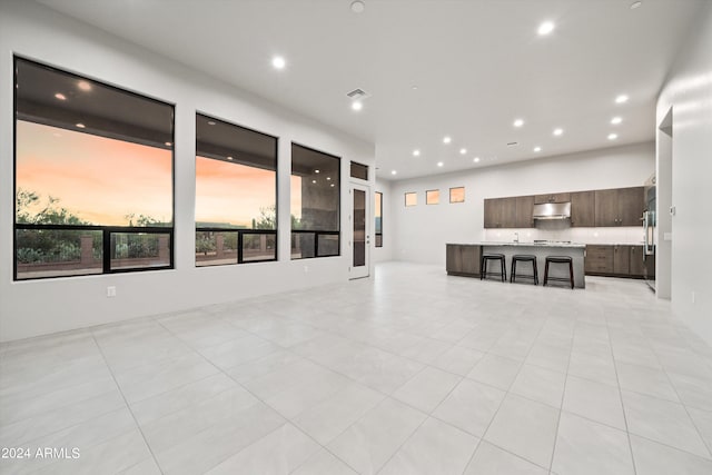 interior space featuring light tile patterned flooring