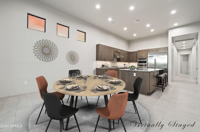 view of tiled dining room