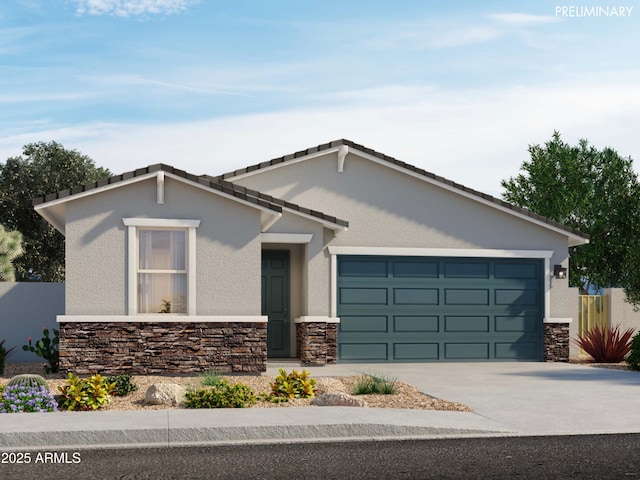 view of front of property with a garage