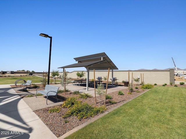 exterior space with a gazebo