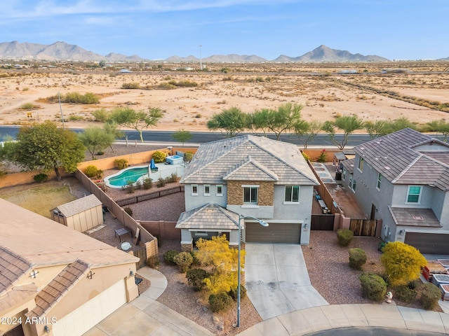 bird's eye view with a mountain view