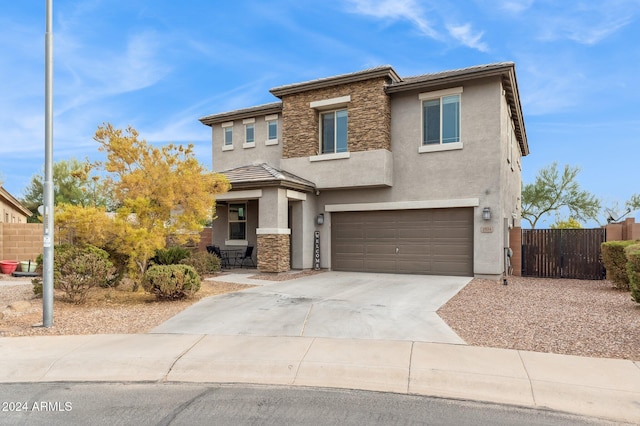 view of front of house with a garage