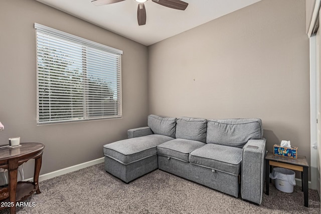 1723 N Hillcrest, Mesa, AZ 85201 - carpeted living area with a ceiling fan and baseboards