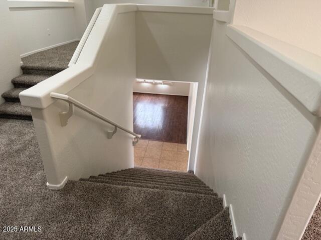 stairway with carpet flooring