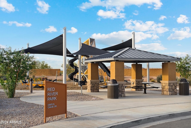 view of property's community featuring a gazebo and a playground