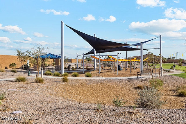 view of jungle gym featuring a gazebo