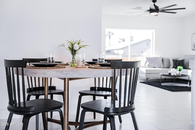 dining space with a ceiling fan