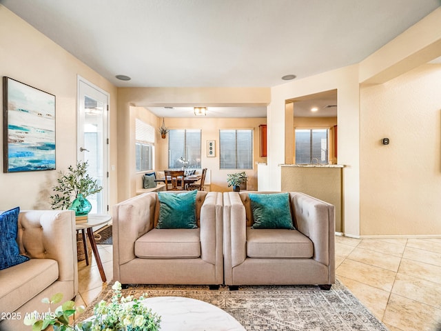 view of tiled living room