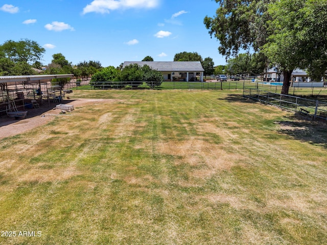3887 E Via Del Rancho Rd, Gilbert, AZ 85298 - view of yard featuring an exterior structure and a view of countryside