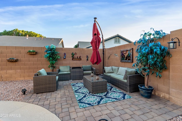 view of patio / terrace with an outdoor hangout area