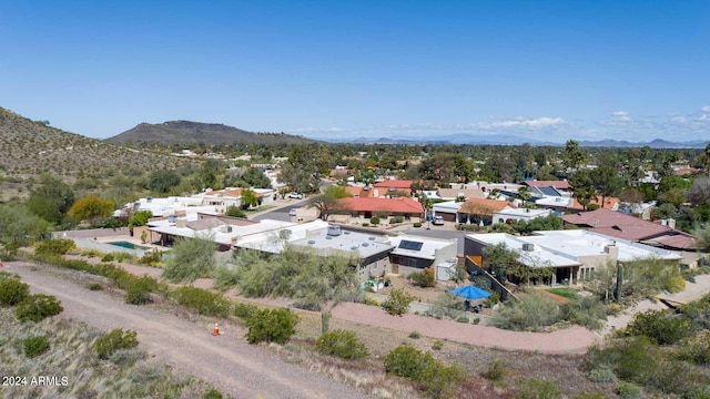 aerial view with a mountain view